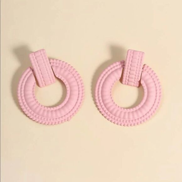 Pastel Pink Statement Earrings - Picture 1 of 4